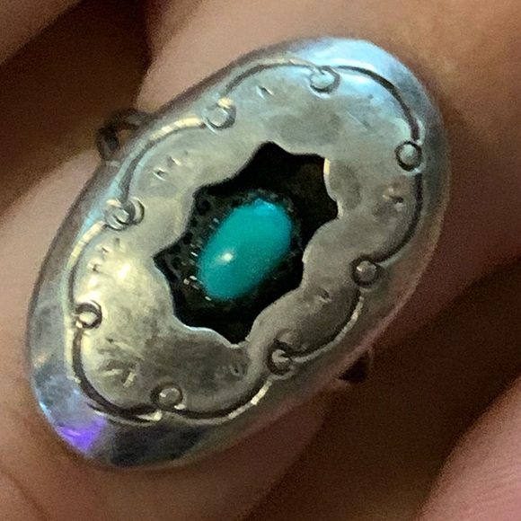 Navajo Shadowbox Turquoise Ring - Picture 2 of 5